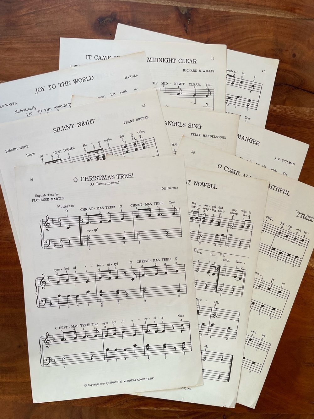 Set of 9 Vintage Holiday Sheet Music Classic Carols Christmas Decor